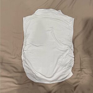 Ruched Sleeveless Mockneck - beige